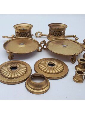 Assorted Flat Gold Painted Lamp Parts Base Spacers 2 of Each